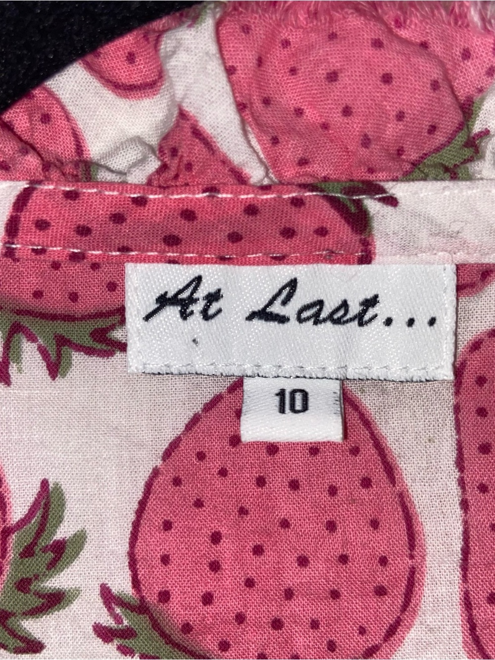 At Last… Dress Womens Size 10 Annabel Strawberry Print Tunic Cottagecore Boho - Picture 7 of 11